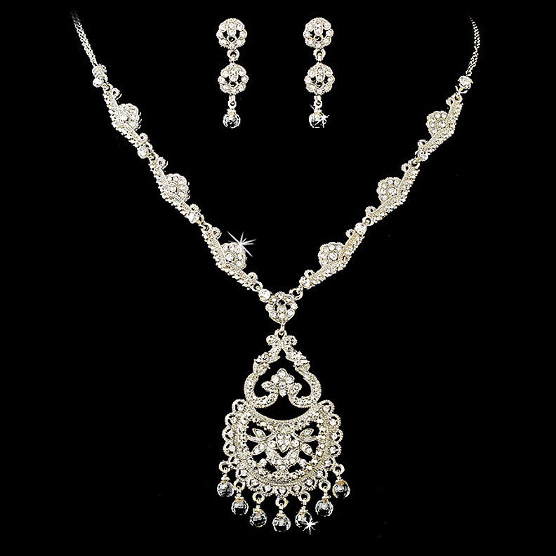 Chandelier Dangle Bridal Wedding Jewelry Set NE 932