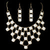 Gold Ivory Stone Drape Statement Bridal Wedding Jewelry Set