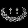 Silver Diamond White Bridal Wedding Jewelry Set NE 969