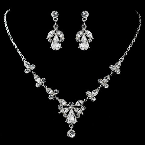 Silver Clear Bridal Wedding Jewelry Set 9691