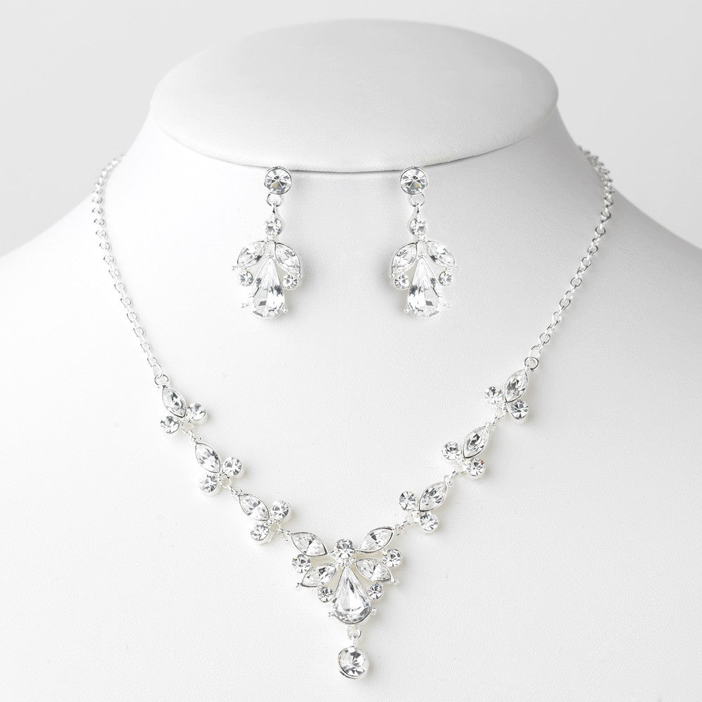 Silver Clear Bridal Wedding Jewelry Set 9691