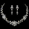 Silver Freshwater Pearl, Swarovski Crystal Bead and Rhinestone Bridal Wedding Jewelry Set 9692