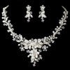 Silver Diamond White Freshwater Pearl, Crystal & Rhinestone Bridal Wedding Jewelry Set 9696