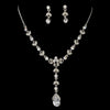 Bridal Wedding Necklace Earring Set NE 990 Silver Clear