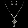 * Charming Antique Silver & Clear Crystal Bridal Wedding Necklace & Earring Set 995