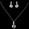 Antique Rhodium Silver Crystal & CZ Crystal Pendent Bridal Wedding Necklace & Earrings Set 9969
