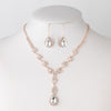 Rose Gold Clear Crystal Rhinestone Dangle Bridal Wedding Jewelry Set 298