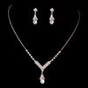 Rose Gold Clear Rhinestone Teardrop Bridal Wedding Jewelry Set 344