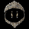 Gold Freshwater Pearl Jewelry & Bridal Wedding Tiara Set 7825