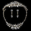 Gold Ivory Pearl Bridal Wedding Jewelry Set & Tiara Set 8234