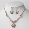 Rose Gold Clear Rhinestone Drop Bridal Wedding Jewelry Set 8265