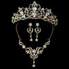 Beautiful Gold Crystal Bridal Wedding Jewelry Set 8322 & Bridal Wedding Tiara 8270