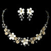 Gold Ivory Flower Bridal Wedding Jewelry Set with Rhinestones Swarovski Crystal Beads
