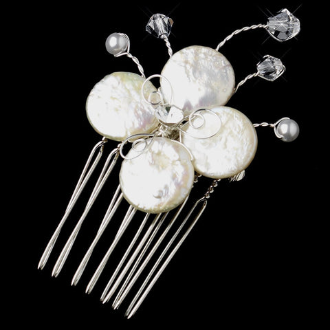 Dainty Floral Coin Pearl Mini Bridal Wedding Hair Comb Pin-104