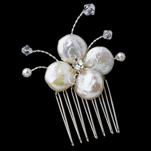 Dainty Floral Coin Pearl Mini Bridal Wedding Hair Comb Pin-104