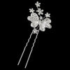 Silver Clear Rhinestone Floral Butterfly Pin 1121