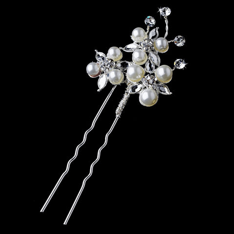 Silver Ivory Clear Pin 1126