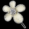 * Silver Ivory Clear Flower Pin 1130
