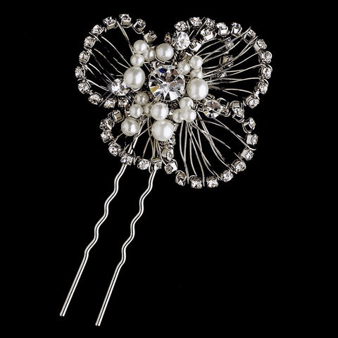 * Antique Vintage Bridal Wedding Pearl & Rhinestone Bridal Wedding Hair Pin 117