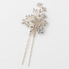 Light Gold Clear Rhinestone & Freshwater Pearl Flower Bridal Wedding Hair Pin 125