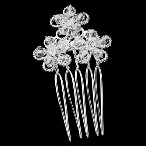 Silver Clear Swarovski Crystal Bridal Wedding Hair Comb Pin 1589