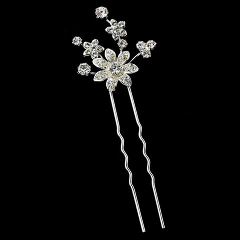 * Silver Clear Rhinestone Bridal Wedding Hair Pin 1742