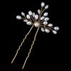 Gold Freshwater & Marquise Rhinestone Bridal Wedding Hair Pin 23