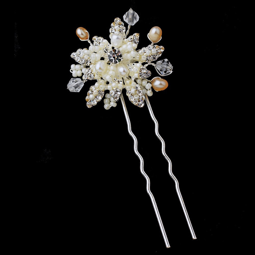 Rum Pink Crystal Bridal Wedding Hair Pin 3333