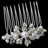 Silver White Pearl & Rhinestone Bridal Wedding Hair Accent Pin 3912