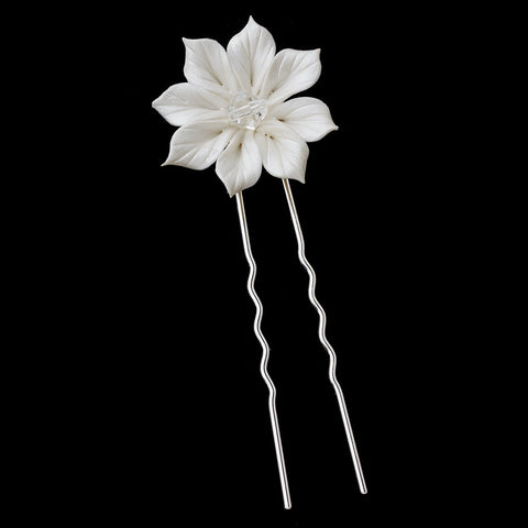 * Porcelain Flower with Swarovski Crystal Accent Pin 66 (Set of 2)