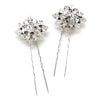 Elegant Silver Clear Rhinestone & Crystal Bead Starburst Bridal Wedding Hair Pin 8393