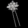 Elegant Silver Clear Rhinestone & Crystal Bead Starburst Bridal Wedding Hair Pin 8393