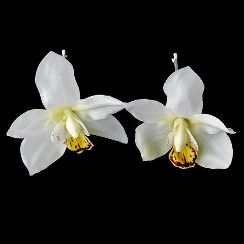 Elegant Delicate White Orchid Flower Bridal Wedding Hair Clip - Pin 907 White