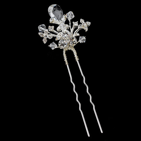 * Unique Swarovski & Cubic Zirconia Accenting Bridal Wedding Hair Pin 90