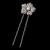 Rhodium Diamond White Pearl & Rhinestone Flower Bridal Wedding Hair Pin 47