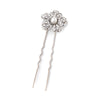 Rhodium Diamond White Pearl & Rhinestone Flower Bridal Wedding Hair Pin 47