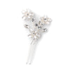 Bridal Wedding White Enamel Flower Silver Hair Pin 5135