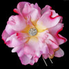 Pink Flower Bridal Wedding Hair Pin with Rhinestone & Pearl Accents