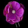 Purple Flower Bridal Wedding Hair Pin with Rhinestone & Pearl Accents