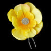 Light Yellow & Peach Flower Bridal Wedding Hair Pin with Rhinestone Accents