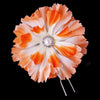 Salmon Peach Flower Bridal Wedding Hair Pin with Rhinestone & Pearl Accents