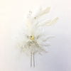 Silver Clear Feather Bridal Wedding Hair Pin Fascinator with Rhinestones & Swarovski Crystal Beads
