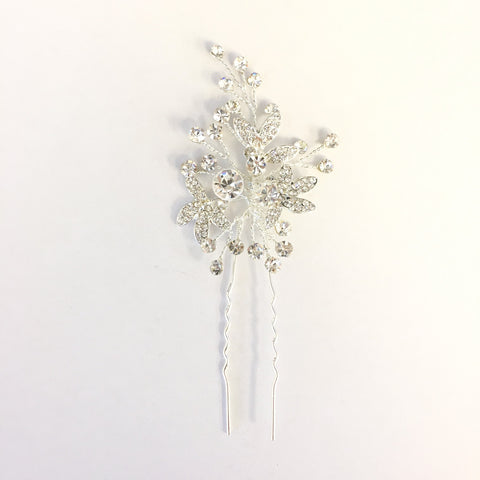 Silver Clear Rhinestone Bridal Wedding Hair Pin