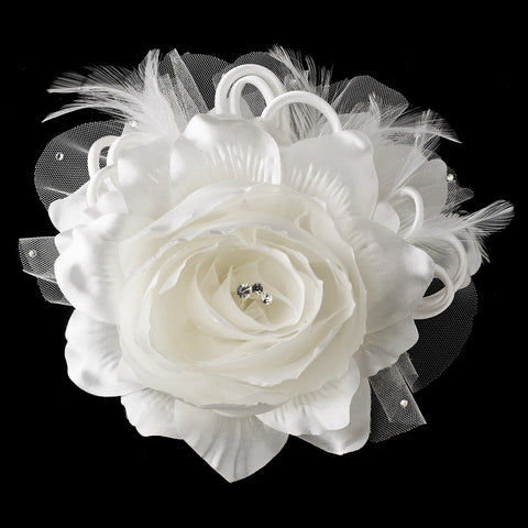 Diamond White Organza, Mesh & Satin Ribbon Flower Cap