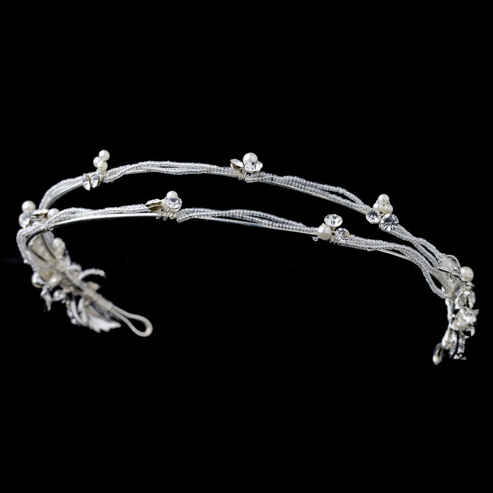 Silver Leaf Double Bridal Wedding Headband