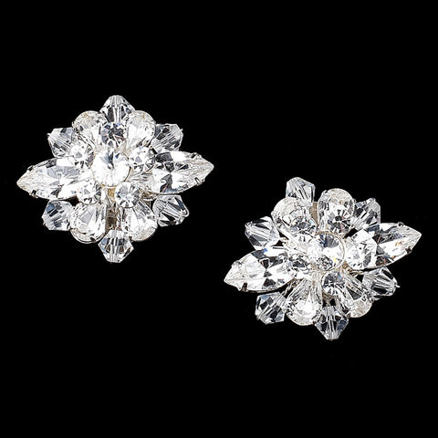 Silver Clear Rhinestone & Swarovski Crystal Bead Shoe Bridal Wedding Hair Clip 1 (Set of 2)