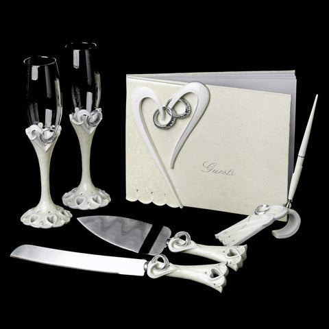 Bridal Wedding Ring and Heart Complete Matching Reception Accessory Set