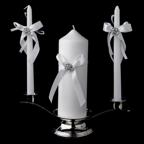 Ribbon & Bridal Wedding Brooch Unity Candle Set 848