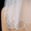 Child's & Bridal Wedding Double Layer Scalloped Pencil Edge Bridal Wedding Veil with Pearls 007