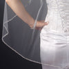 Single Layer Fingertip Length Bugle Beaded Edge Bridal Wedding Veil 1040 1F